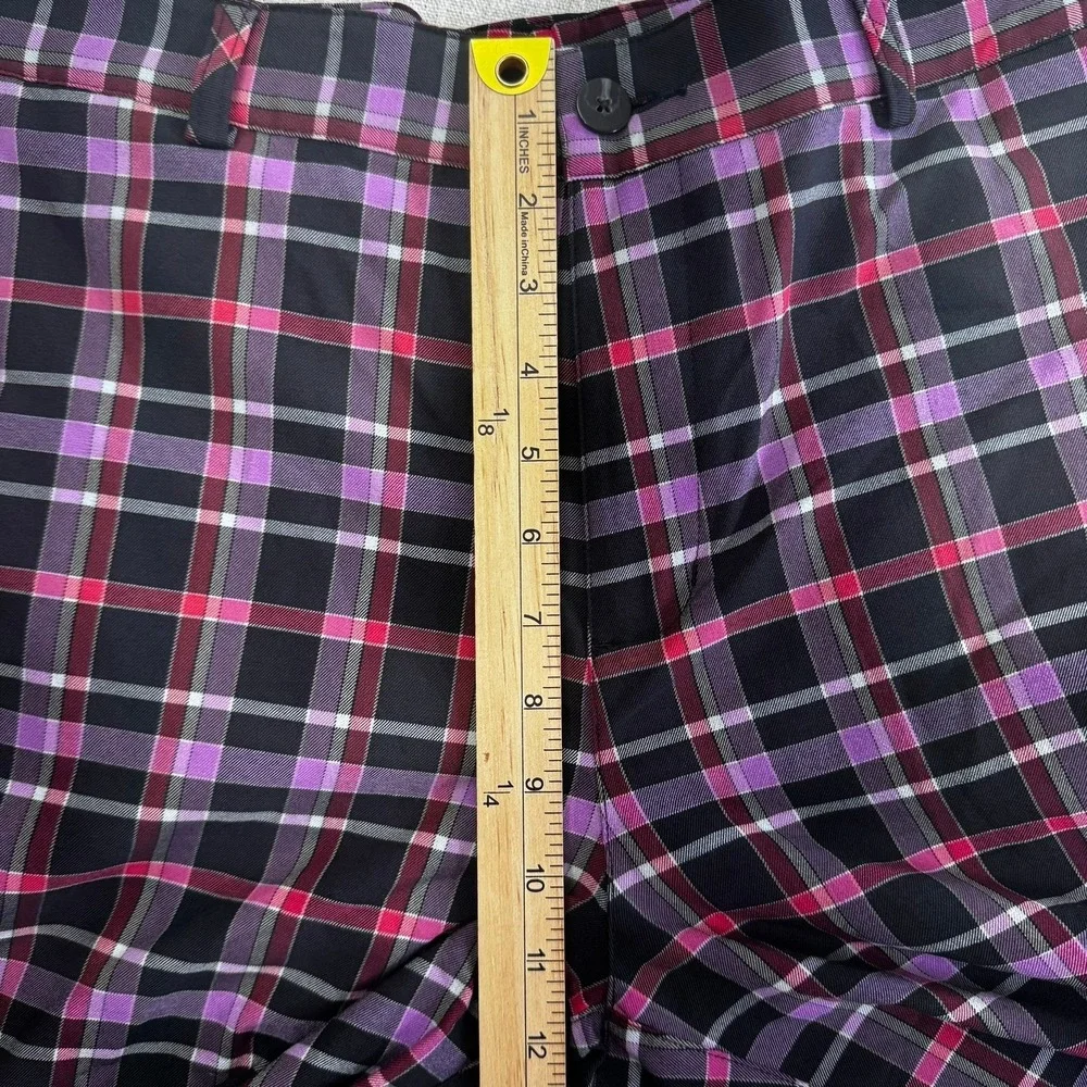 Adidas Mens Plaid‎ Golf Shorts Black Pink Purple Check Size 33